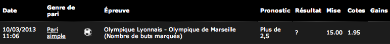 Mon ticket de jeu sur bwin.fr