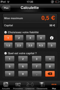 La calculette des mises,  pour calculer sa mise suivant son capital et la fiabilité accordée au pari