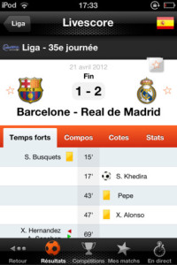 Le Livescore pour suivre les matchs en direct