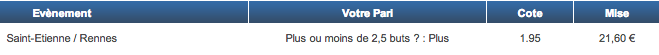 Mon ticket de jeu sur Netbet.fr