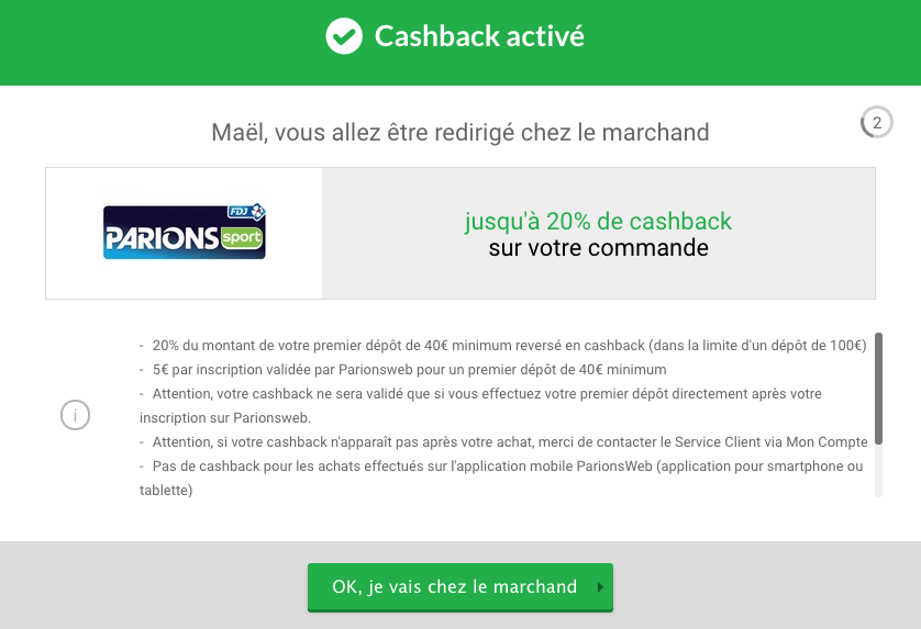 redirection igraal vers parions sport en ligne