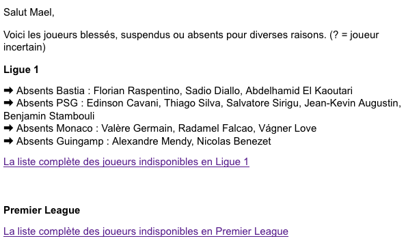 exemple de mail gazon fute